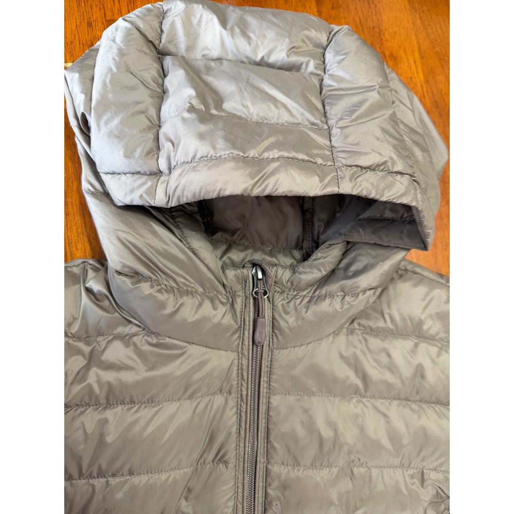 Aventure Womens Down Lightweight Puffer Jacket Hooded Mid Length Taupe/Bronze M - Picture 8 of 10